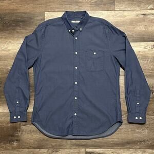 7 For All Mankind Men’s XL Blue Button Front Shirt 100% Cotton Long Sleeve